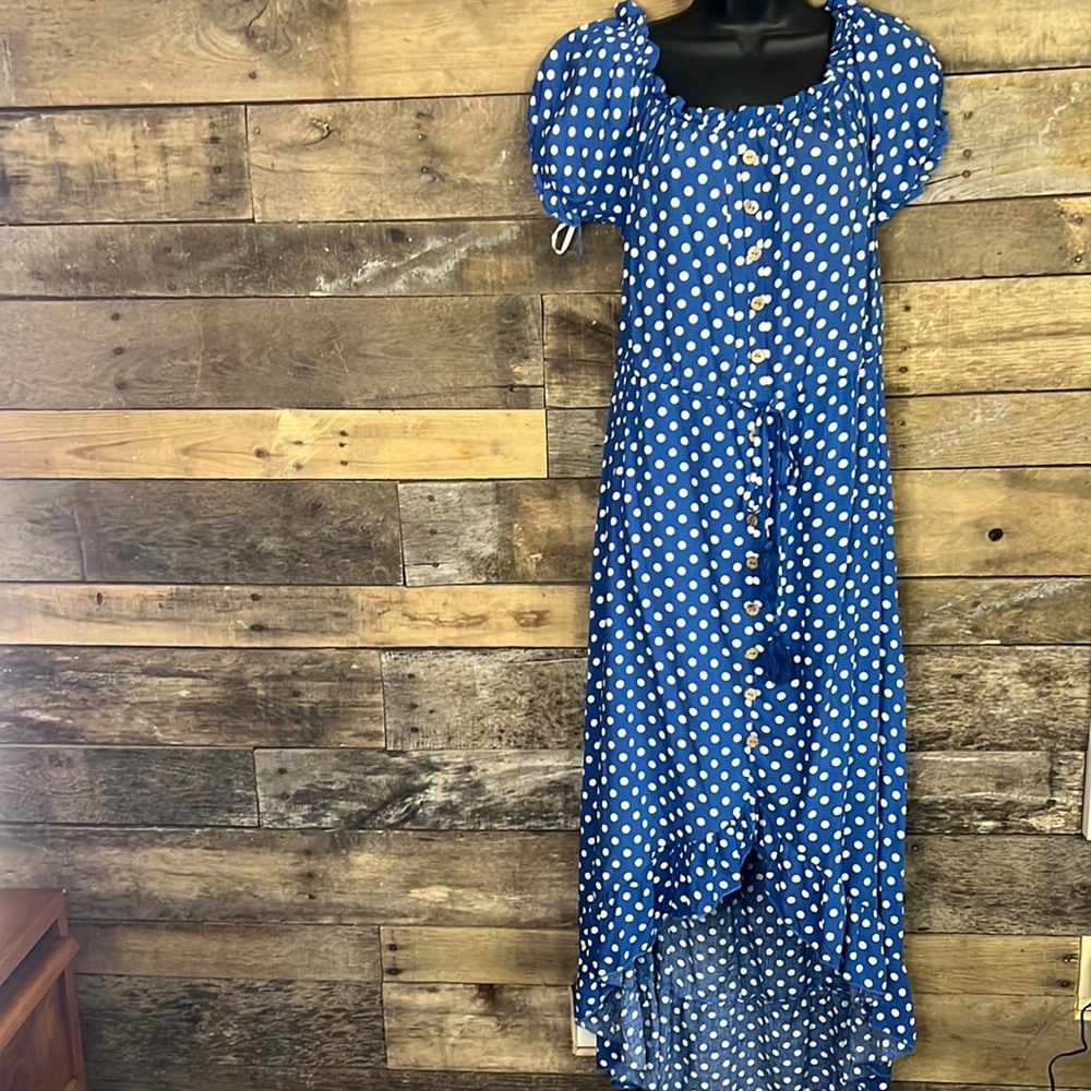 Polka Dot Ruffle V Neck Sleeveless MIDI Wrap Dress with Tie Belt